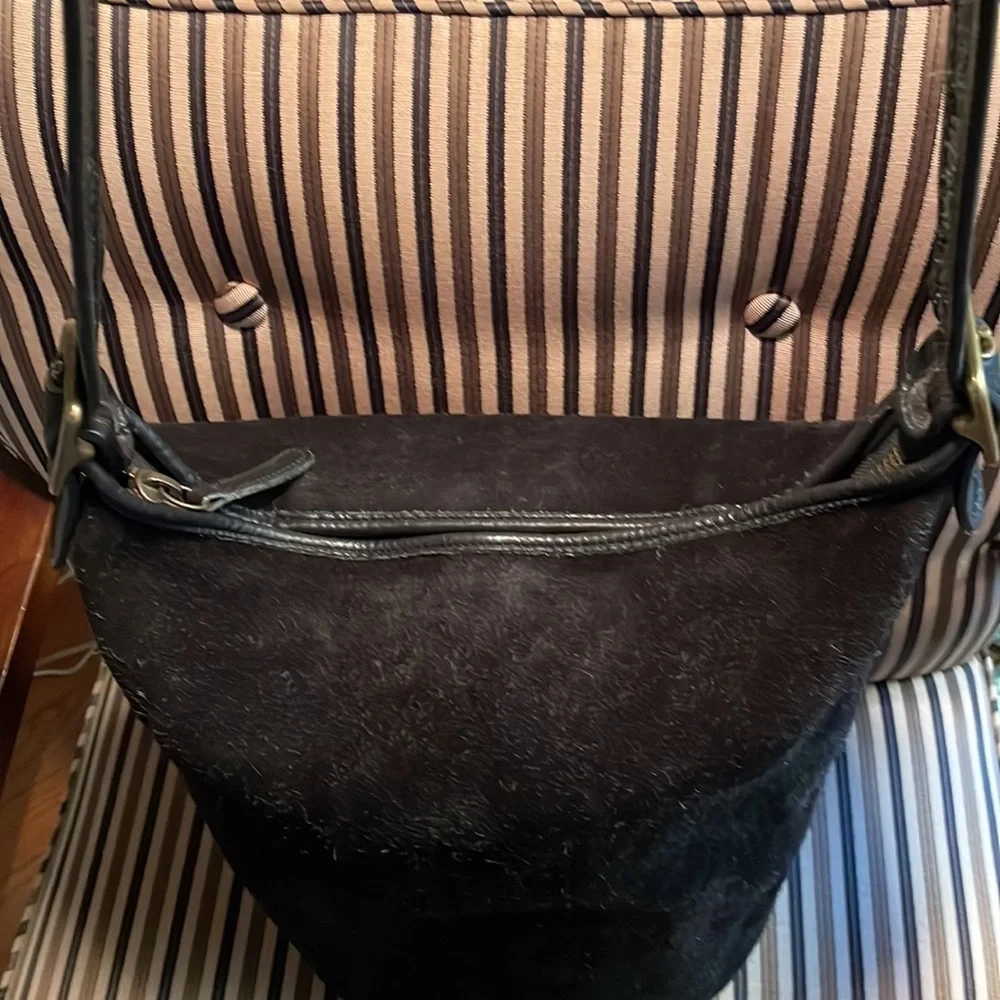 Vintage Coach Suede Berkeley Duffle Sac 9010 black with antiqued brass hardware